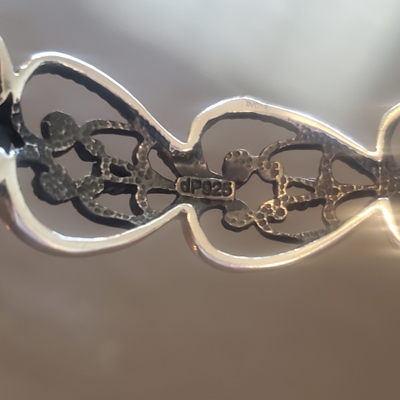 Silver 925 Bangle Filagree Heart Bracelet - Picture 2 of 6